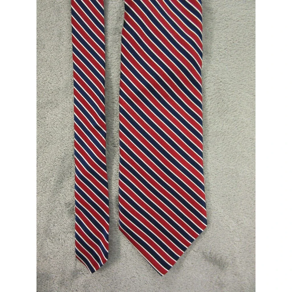 NWT Nautica Newton Wardrobe Striped Red & Navy Blue  White Tie - Made in USA
